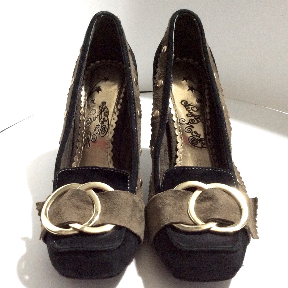 Naughty Monkey Rock and Roll Pumps gold studs